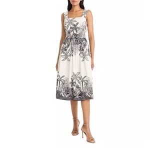 Maggy London Women's Palm Tree Printed Sleeveless Midi Dress - Size 10
